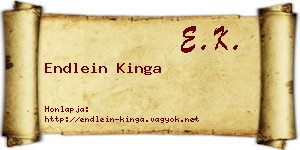 Endlein Kinga névjegykártya